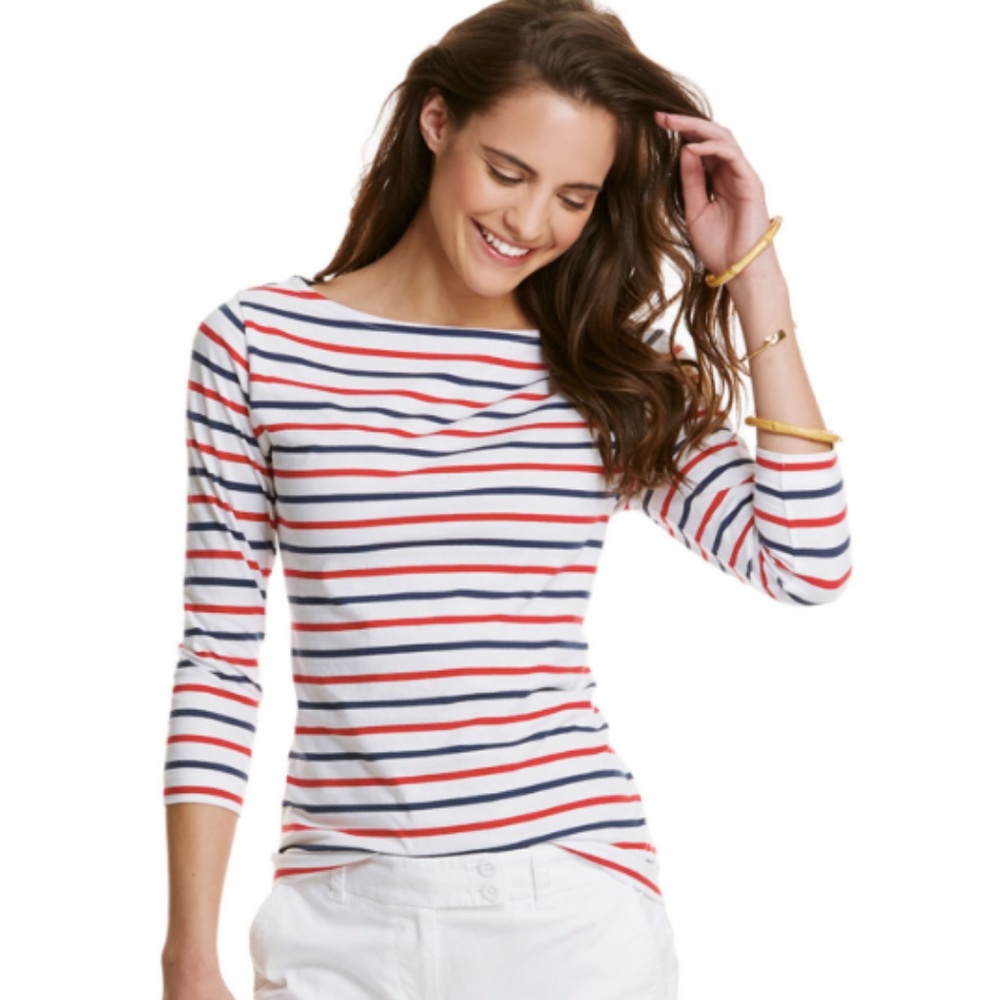 Vineyard Vines Boat Neck 3/4 Sleeve Top